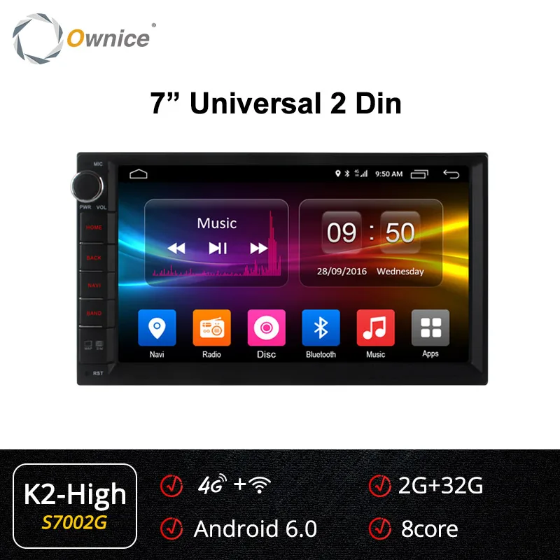S7002 K2-High Owice Android 9,0 Octa 8 ядерный K3 K5 K6 Радио 2 din универсальный автомобильный Радио плеер gps без dvd поддержка 4G LTE DSP сеть DAB+ TPMS - Цвет: S7002 K2-High