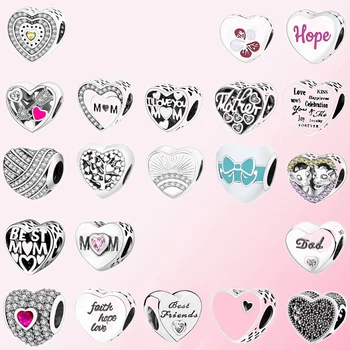 

2019 100% 925 Sterling Silver Classic 25 Heart-shaped Charm Beaded Bracelet DIY Accessories Beaded Free Shipping Wholesale