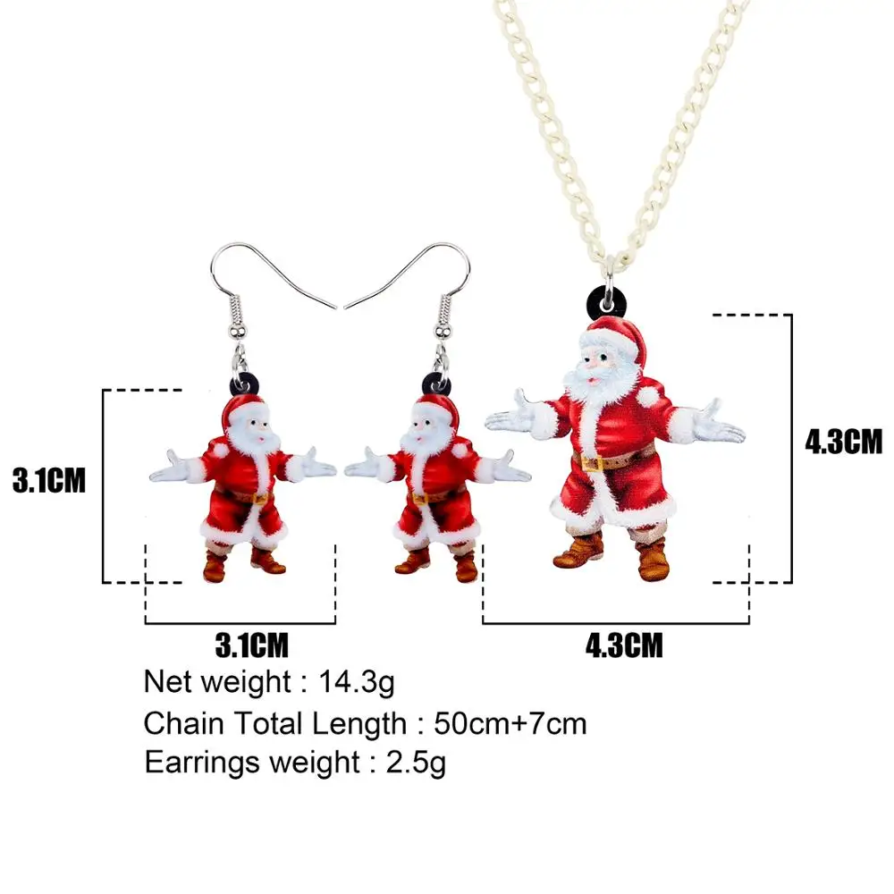 WEVENI акриловые рождественские костюмы Санта Клаус ожерелье серьги Ювелирные