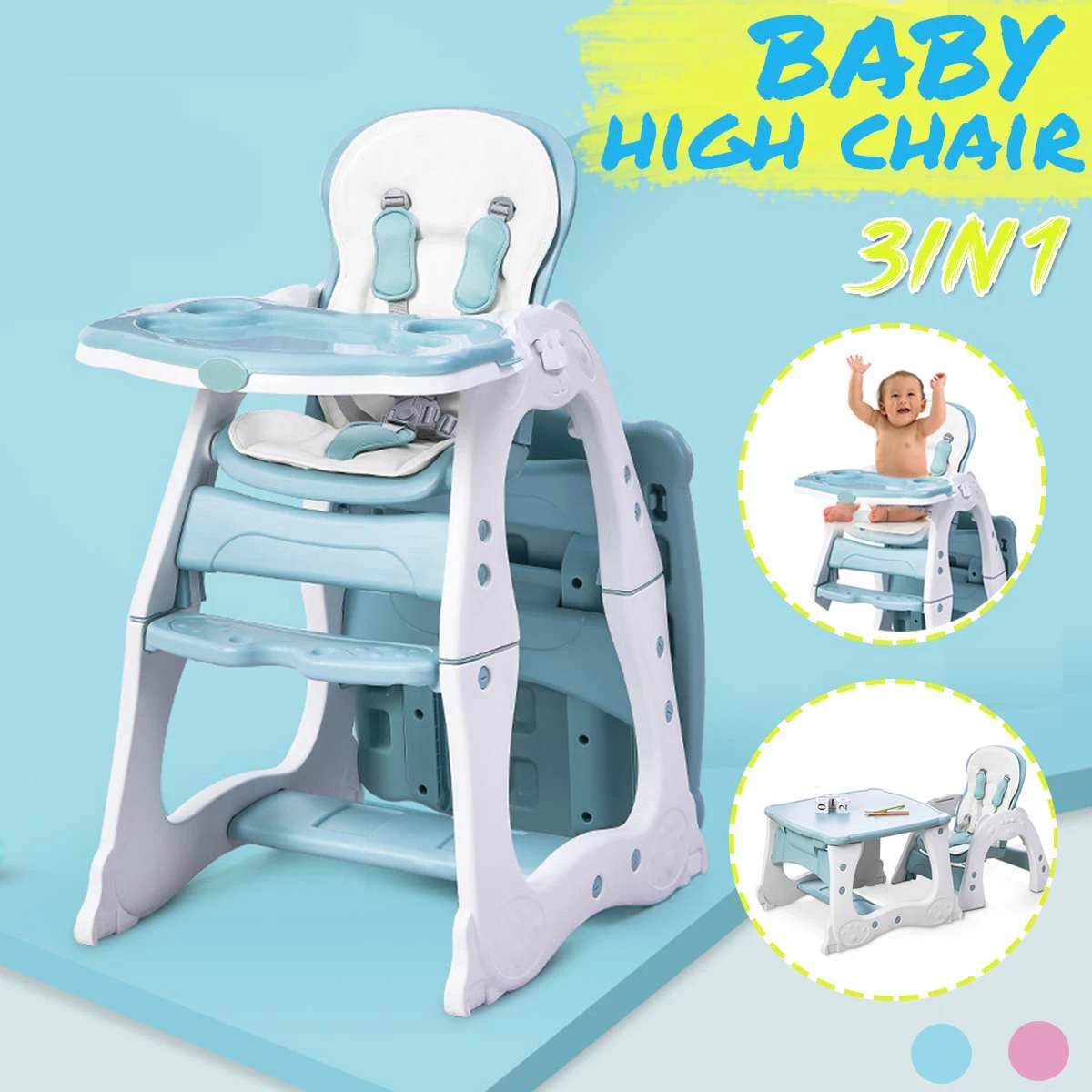 Silla alta ajustable 3 en para bebé, asiento Convertible mesa de juego, bandeja de alimentación para niños pequeños, de silla alta para bebé|Cubiertas para silla| - AliExpress