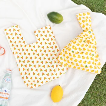 

Canvas Handbag Purse Wrist Bag Portable Phone Key Coin Bag Cute Shopping Tote Wristlets for Lady