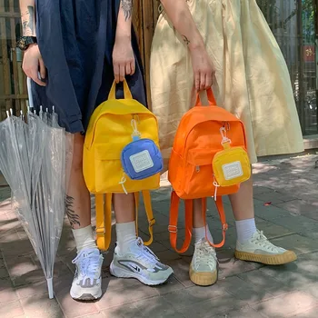 

2020 Fashion Mini Small Backpack For Teen Girl Casual School Bag Simple Nylon Travel Bag Women Light Stylish Canvas Backpack