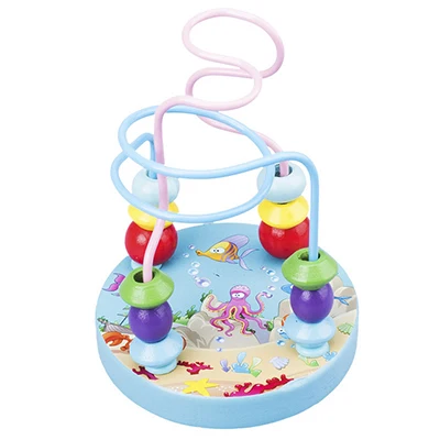 ocean tj211 Деревянные игрушки Монтессори для мальчиков и девочек, деревянные круги, проволока из бисера, лабиринт, американские горки, Обучающие деревянные пазлы для малышей, развивающие игрушки - Цвет: ocean tj211