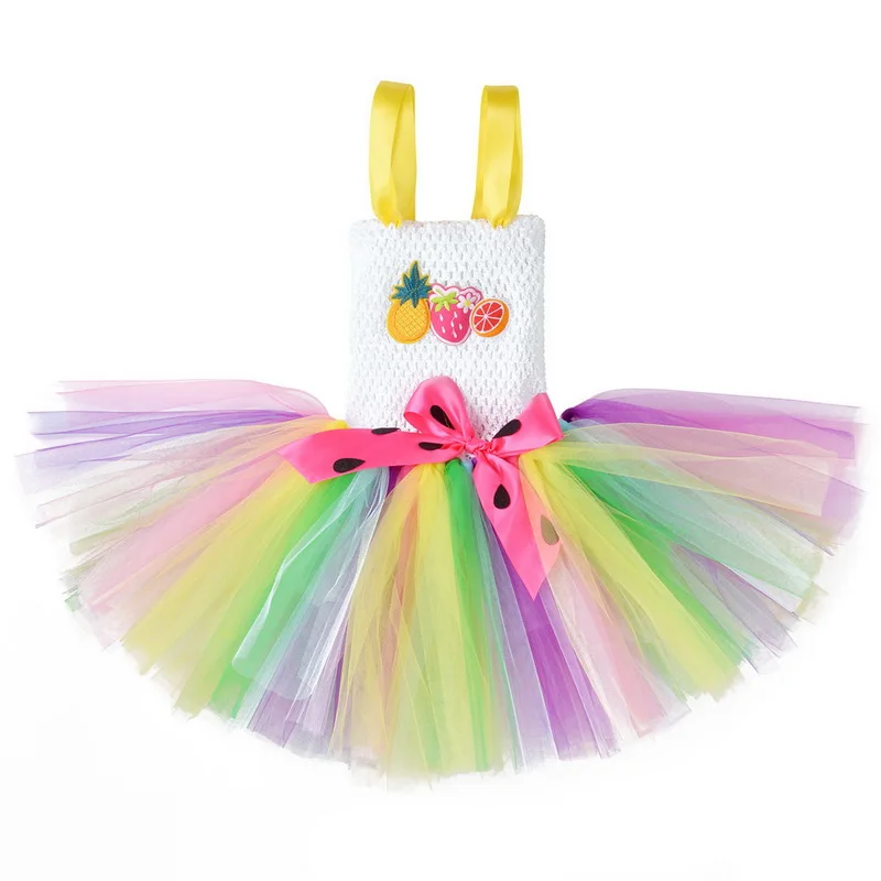 Cute Toddler Summer Tutu Dress for Kids Fruit Birthday Party Dresses Baby Girl Rainbow Clothes Girls Strawberry Costume 2-8T