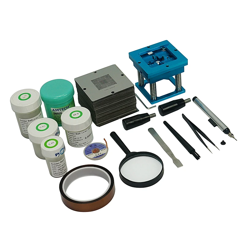 BGA Stencils 184Pcs Template BGA Reballing Station Solder Balls Solder Flux Paste Kit 90MM For Playstation Laptop Desktop Chip