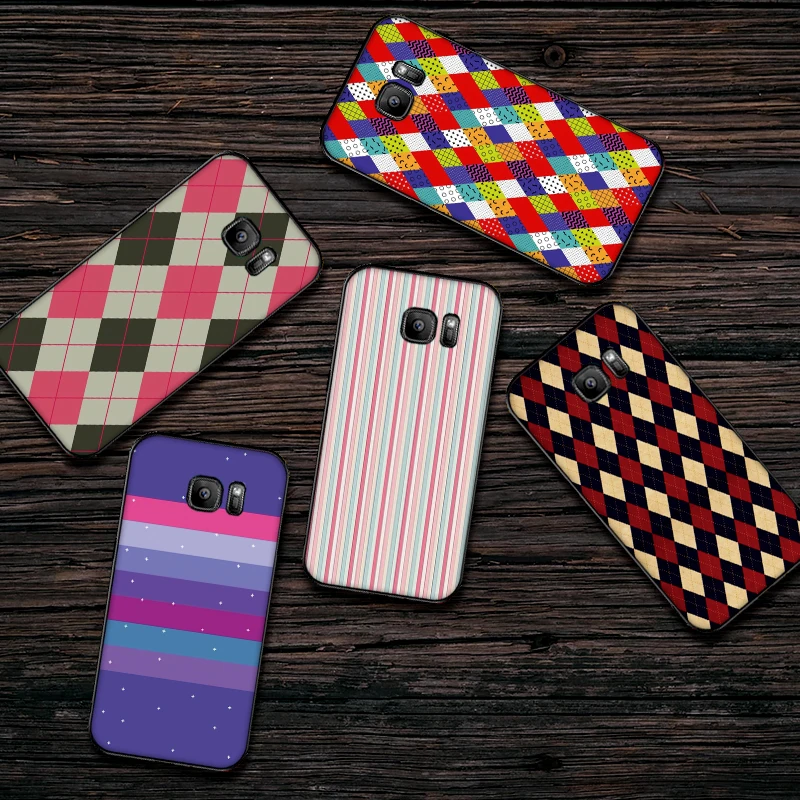 Цветная Плитка в полоску Геометрическая для Samsung Note 8 9 M10 M20 M30 S6 S7 Edge S8 S9 S10 PLUS TPU