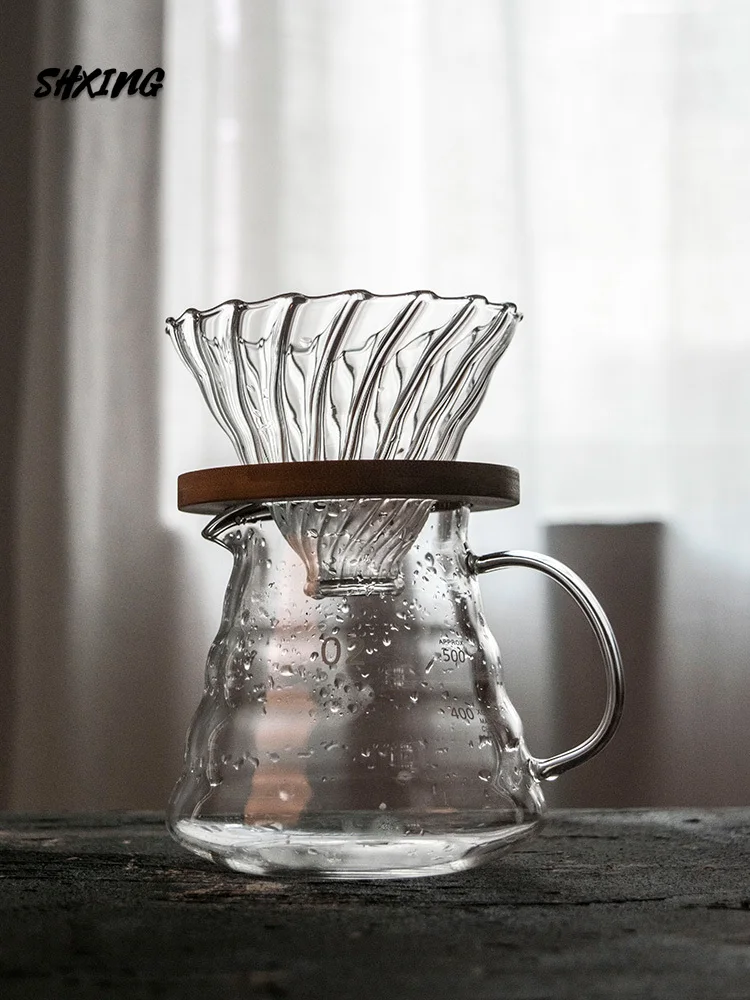

Coffee Brewer Wooden Brackets Glass Coffee Dripper and Pot Set Japness Style V60 Glass Coffee Filter Reusable Coffee Filters