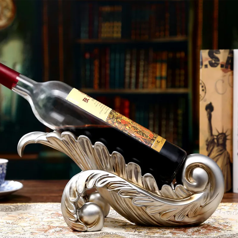 レジンのクラフトリビングルームワイン家ワインリビングルームの装飾モダンな北欧の葉ワインラック用