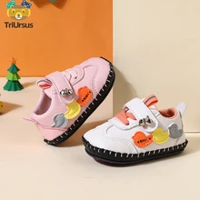 Chaussures décontractées pour bébé fille et garçon, en cuir, rose, dessin animé mignon, premiers pas, semelle en caoutchouc souple, antidérapantes, pour nouveau né, automne et printemps
