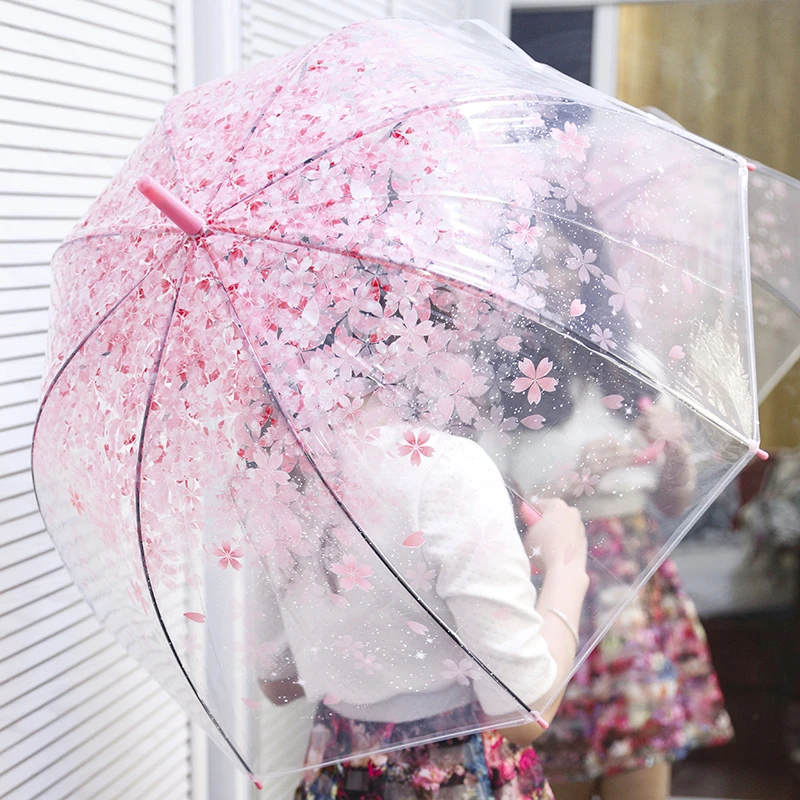 Transparent Windproof Umbrella Large Light Cute Folding Transparent  Umbrella Wedding Beach Paraguas Mujer Rain Gear By50ys - Umbrellas -  AliExpress