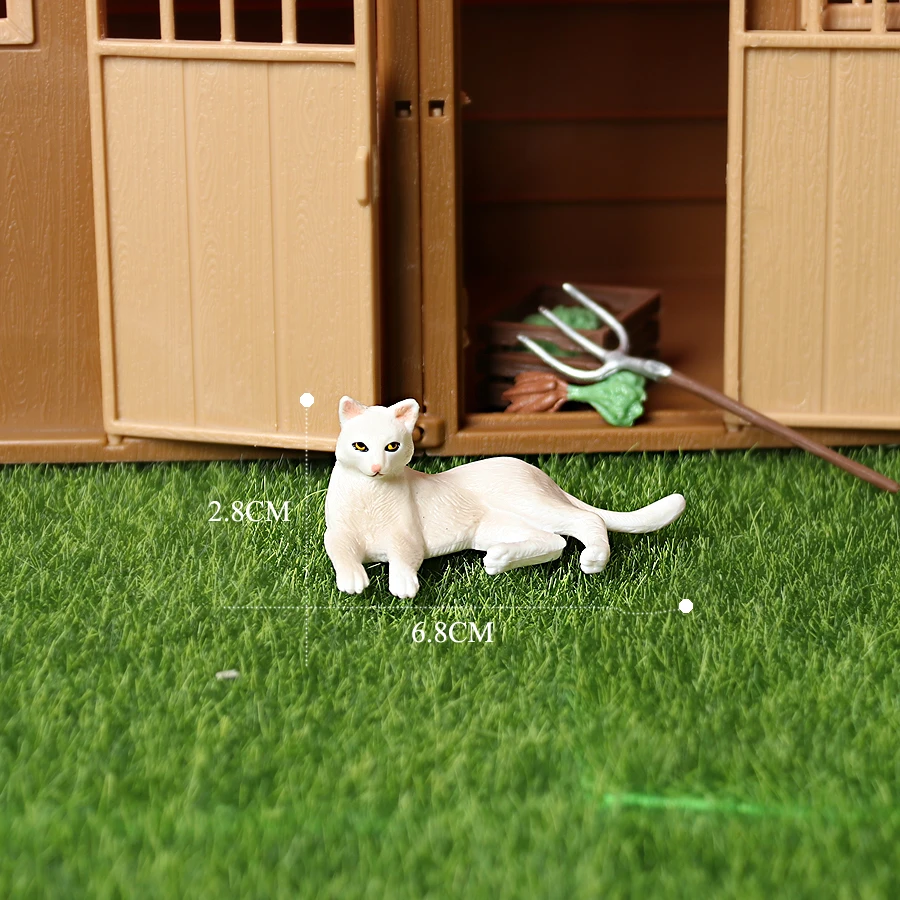 Hand-Painted Cat Figurines: Small Animal Statues for Indoor Decor and Children's Play
