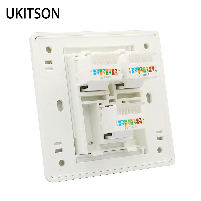 

3 порта, 6 категории, CAT5E, RJ45, LAN-разъем, лицевая панель, Ethernet-разъем, базовая пластина для подключения Интернет-сети, настенная панель 86x86 мм