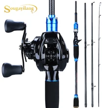 Sougayilang, 1,8 м, 2,1 м, приманка, удочка, комбинированная, переносная, 4 секции, углеродная удочка и 12+ 1BB, катушка для приманки, набор рыболовных колес, Pesca