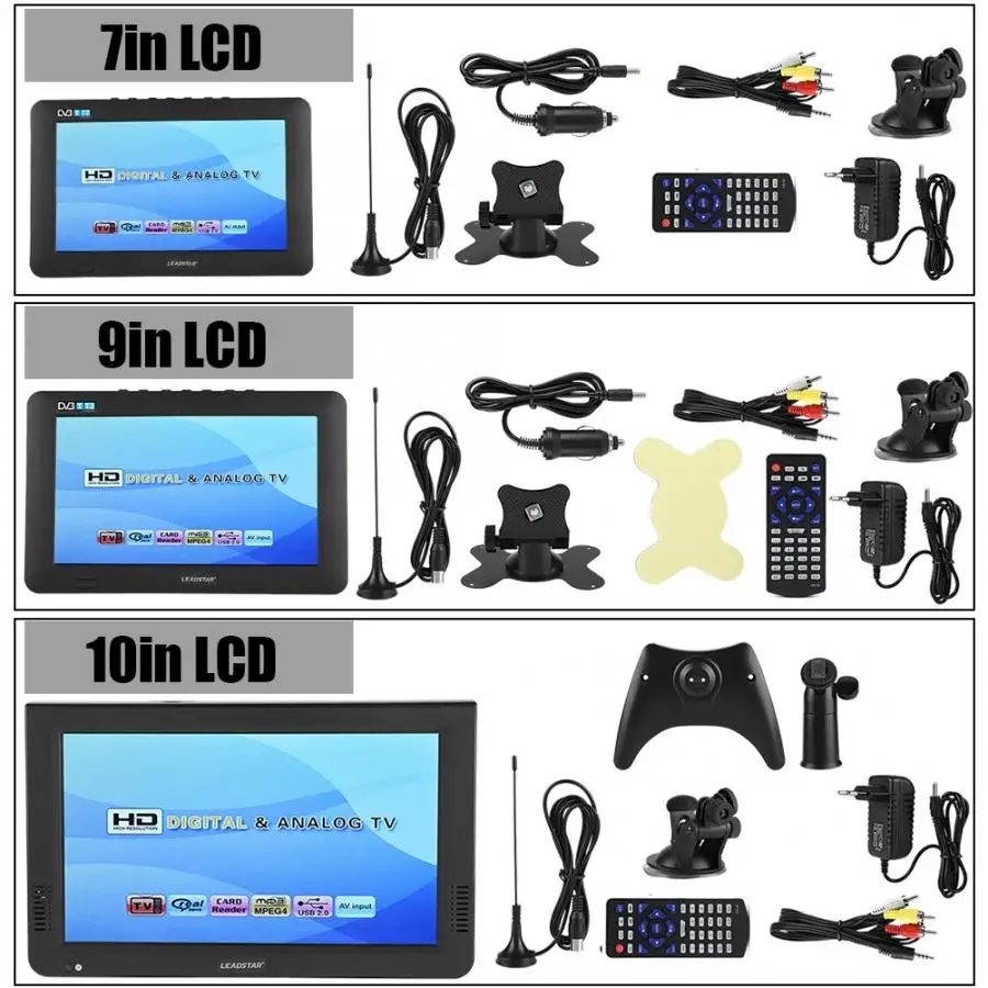 Мини Смарт ТВ HD 1080P Цифровое телевидение 10 дюймов dvb-высокая чувствительность автомобильное Цифровое ТВ Стерео окружающий телевизор Lcd Portatil