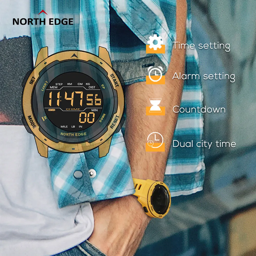 Подарок мягкая пленка оригинальные цифровые часы NORTH EDGE Mars мужские спортивные с