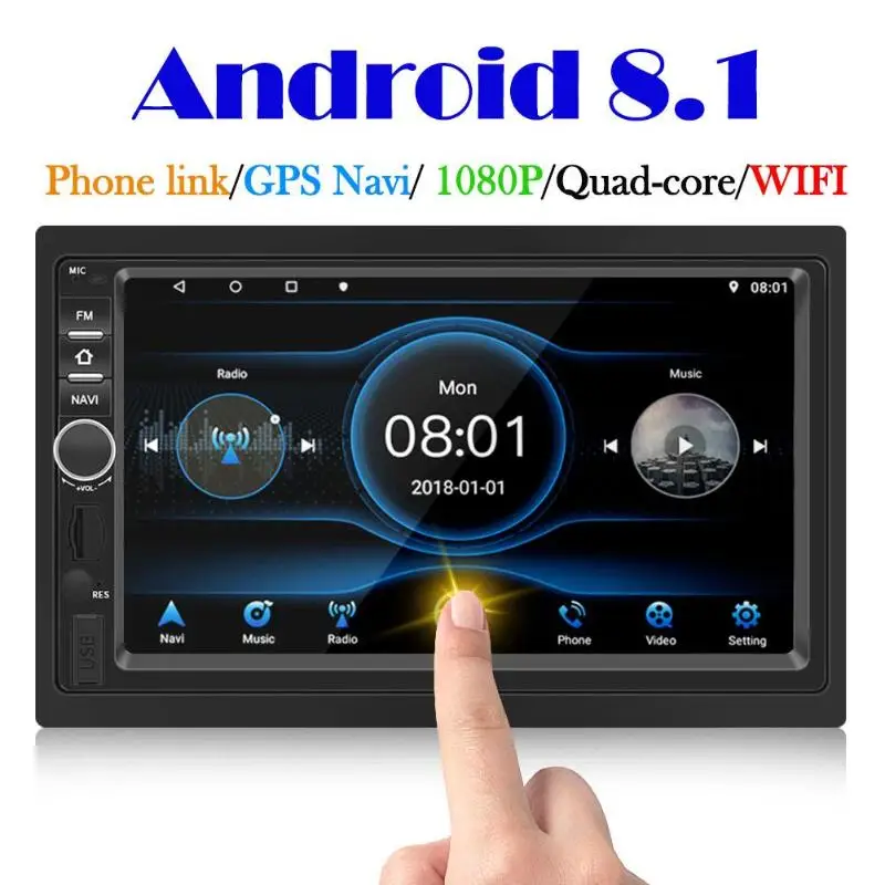 

7 inch Touch Screen Android 8.1 Car In-Dash Stereo Radio GPS WIFI MP5 Player Built-in Bluetooth 4.0 Hands-free Phone Book