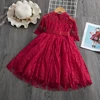 Red Kids Dresses For Girls Flower Lace Tulle Dress Wedding Little Girl Ceremony Party Birthday Dress Children Autumn Clothing ► Photo 2/6