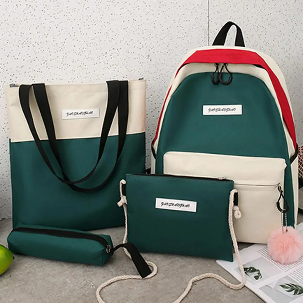 

4Pcs/set Women School Backpacks Canvas Schoolbag For Teenagers Girls Student Book Bag Boys Satchel Bolsas Mochilas Sac A Dos