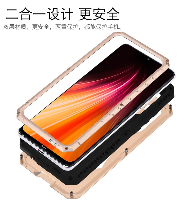 IMATCH Алюминиевый металлический Силиконовый противоударный чехол для Xiaomi Redmi Note 8/Note 8 Pro грязезащитный противоударный чехол
