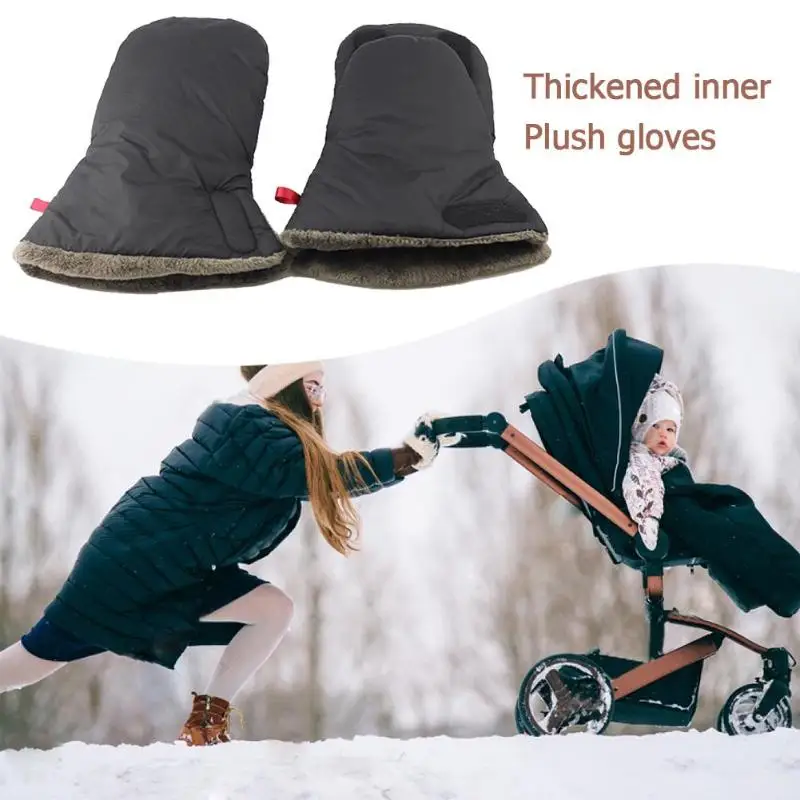 1 пара утолщенные варежки на коляску, плюшевая подкладка для рук, теплые перчатки для мамы, водонепроницаемые, удобные, с защитой от ветра