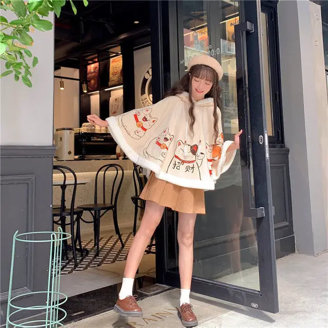 Autumn and Winter Cute Cat Ears Harajuku Trend Plus Velvet