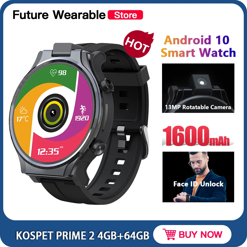 Kospet Prime 2 2020/Новинка Лучший образец Android 10 Смарт-часы-телефон с 4GB 64GB 13MP Поворотная