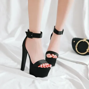 

Womens Ladies Summer Fashion Sexy Ankle Strap High Heels Platform Shoes Solid Color Buckle Sandals Pumps