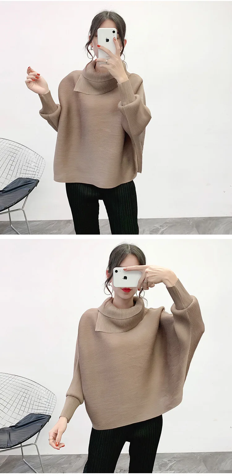 LANMREM New Scarf Collar Batwing Sleeves Pullover Twice Pleated Thickness Loose Autumn And Winter Sweatshirt WJ74304