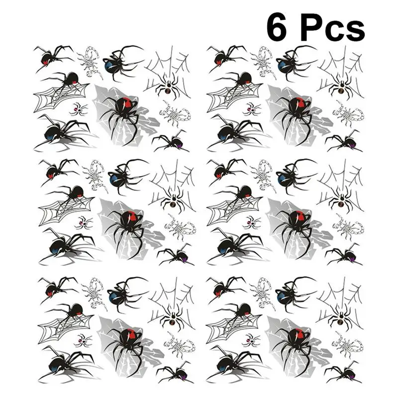 

6 Pcs Tattoo Sticker Waterproof Spider Web Pattern Stylish Make Up Tools Face Sticker for Boys