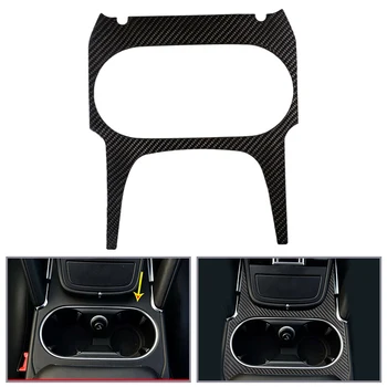 

DWCX ABS Plated Chrome Carbon Fiber Texture Center Console Cup Holder Panel Cover Trim Fit for Porsche Cayenne 2018 2019