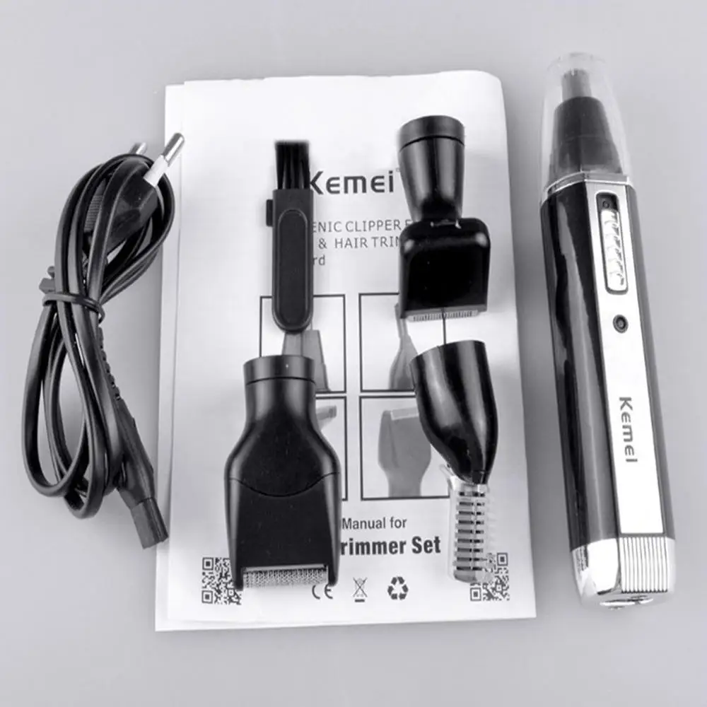 Перезаряжаемая электробритва Kemei All-in-one для мужчин, носовые волосы, триммер для ушей, бровей, бритва для лица, набор для ухода
