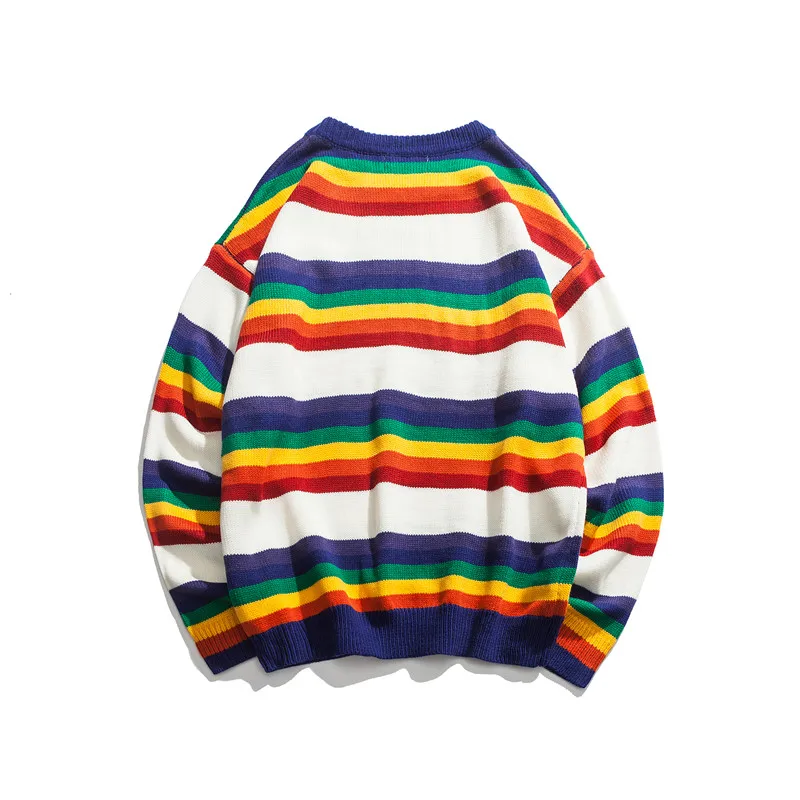 Rainbow Stripe Pullovers Men Sweater 2019 New Winter Autumn Letter Embroidery O-neck Korean Style Men Warm Sweater Sweatshirts Rainbow Stripe Pullovers Men Sweater 2019 New Winter Autumn Letter Embroidery O-neck Korean Style Men Warm Sweater Sweatshirts
