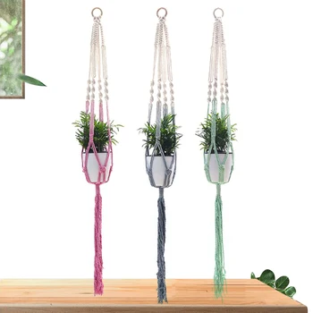 

47"Gradient Flower Pots Planter Hanger Net , Handmade Macrame Rope Decorative Cotton Rope Net, Plant Hanger Garden Flower Pot Ho