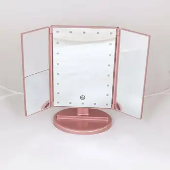 

LED Make Up Mirror Illuminated Make Up Mirror Cosmetic Light Stand 3-folding Mirror 22 Light-emitting Makeup Mirror