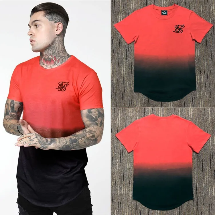 Мужские повседневные футболки с коротким рукавом и градиентом siksilk футболка