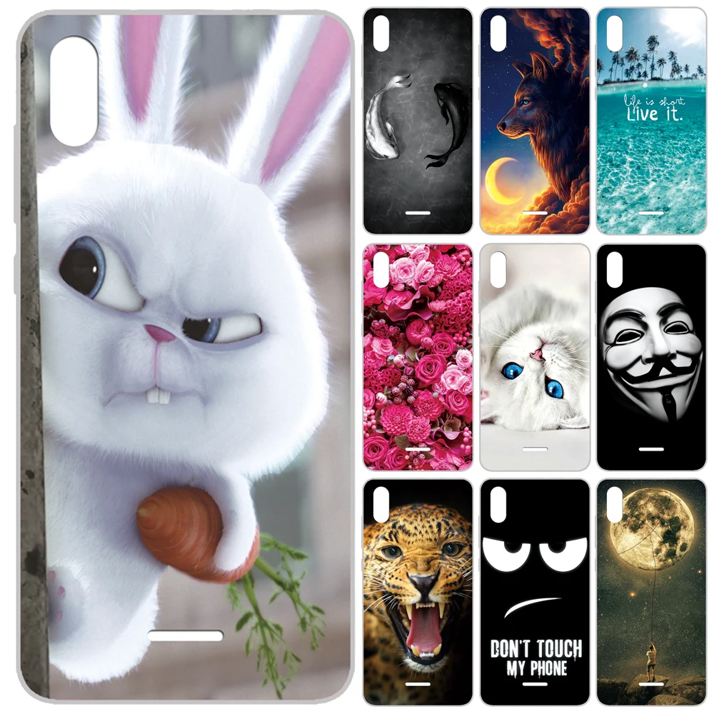 

GUCOON Silicone Cover for Wiko Y60 5.45inch Case Soft TPU Protective Phone Back Case Cartoon Wolf Rose Flowers Bumper Shell