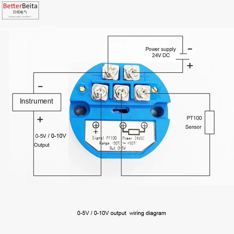 

0-50'C,0-100'C,0-150'C,0-200'C,0-250'C,0-300'C,0-400'C-50~+50'C PT100 Temperature transmitter 0-10V Transmit output