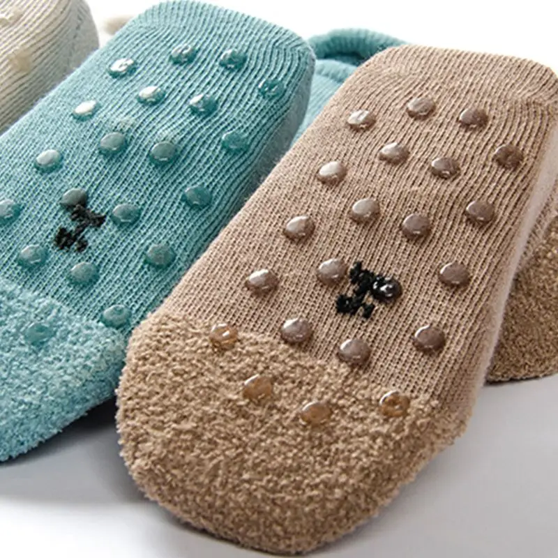 6 пар Противоскользящих носков для маленьких мальчиков и девочек, зимние теплые милые носки-Тапочки