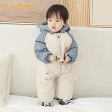 2021 ubrania dla dzieci zima Snowsuit Plus aksamitna gruby chłopiec kombinezon 0-2 lat noworodka Romper dziewczynka kombinezony dla dzieci maluch płaszcz