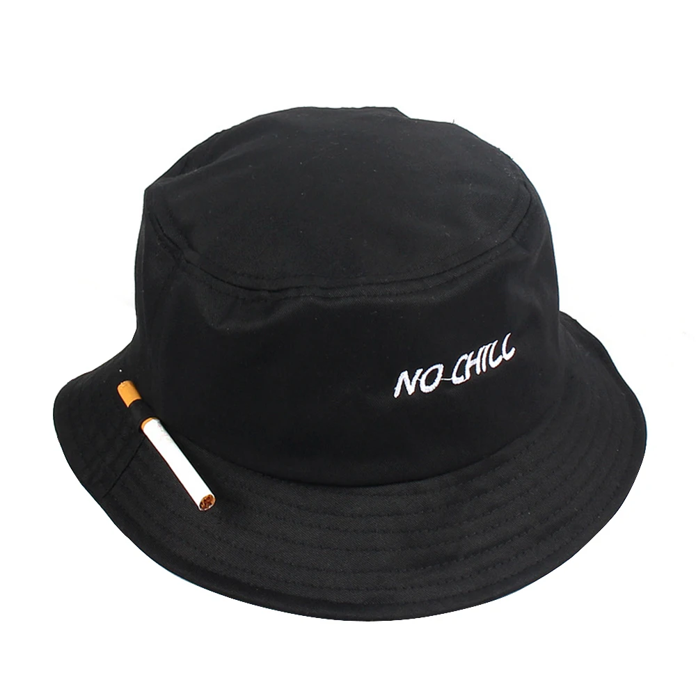 

Fashion Beach Sun Hats Cigarette Embroidery Bucket Hat For Men Women Hip Hop Fisherman Hat Summer Lovers Flat Hats