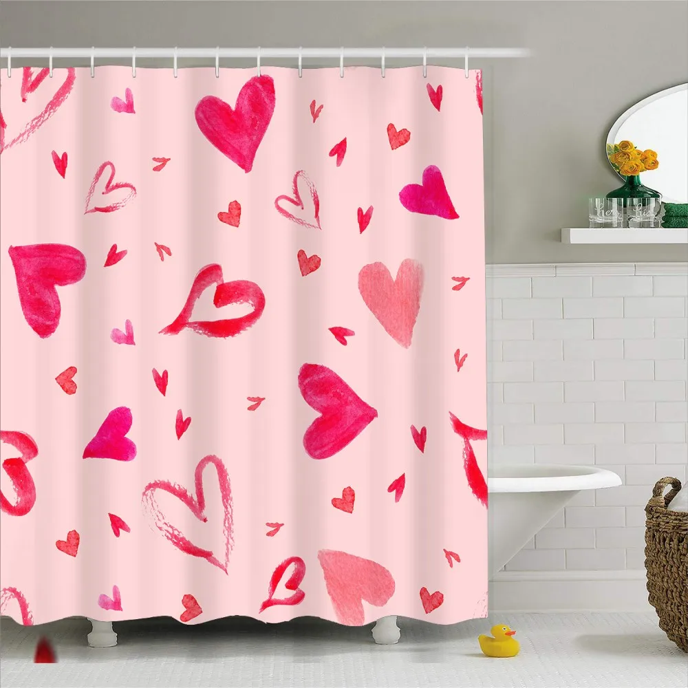 

Pink Love Snake Pattern Polyster Decoration Shower Curtain Waterproof Design Paris Towel Bathroom Curtains Washable Bath Curtain