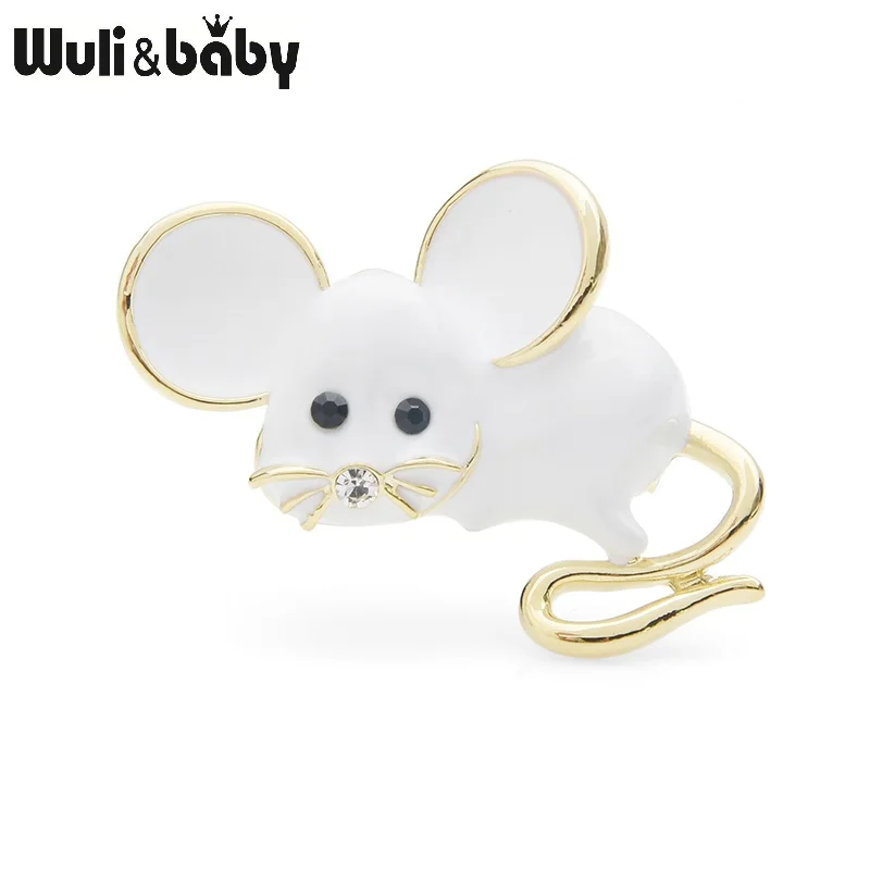 Wuli & baby Милая брошь с большими ушами мыши булавки для женщин и мужчин белые