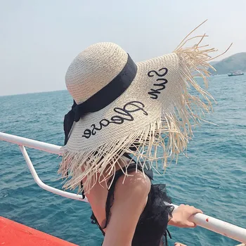 

Lafite straw hat women's summer beach hat beach vacation visor travel Joker folding sunscreen hat