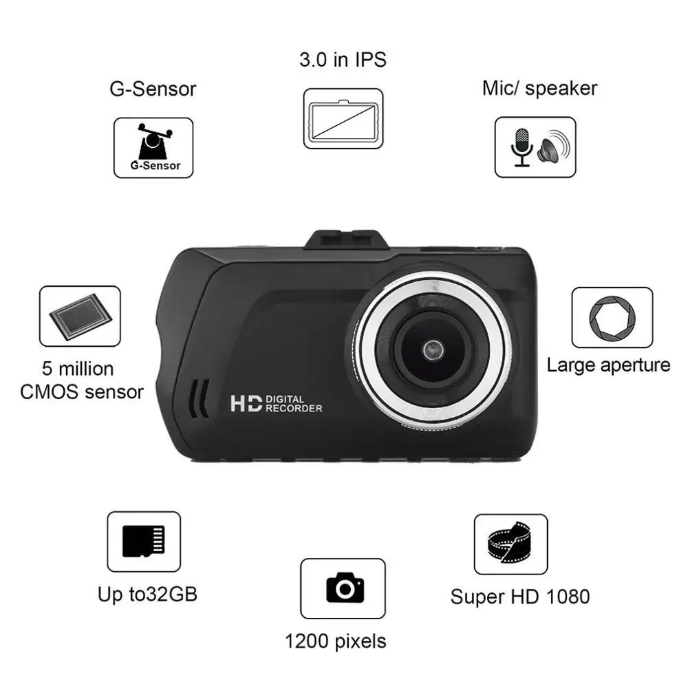 3,0 дюймов Автомобильное зеркало заднего вида DVR камера ADAS Dash Cam видео рекордер высокой четкости широкоугольный основной объектив