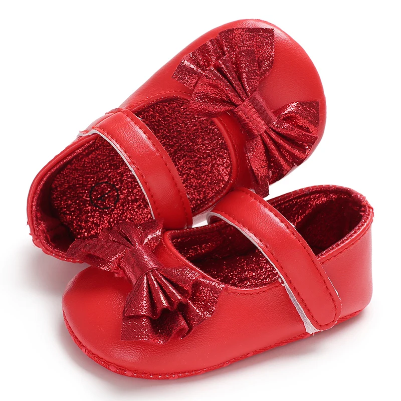 Baby Spring And Autumn Style Lovely Bow Solid Color Soft Sole Princess Shoes 0-18 Months Newborn Baby Casual Walking Shoes