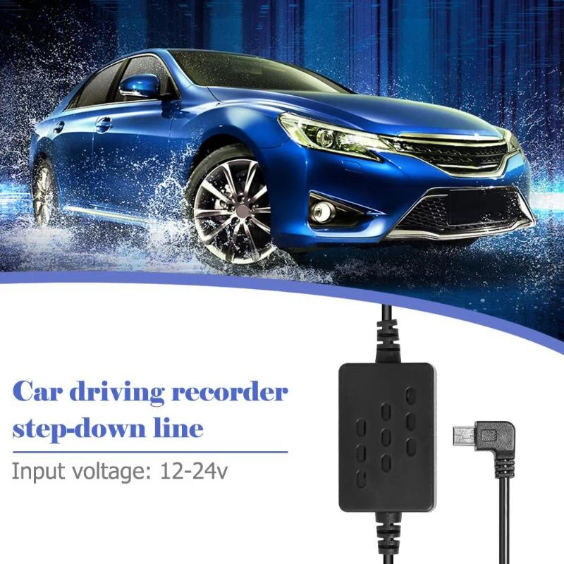 3M Mini Usb Hard Wired Car Power Charger Cable 12V To 5V Inverter Converter Right Angle For Dvr Recorder Camera Gps