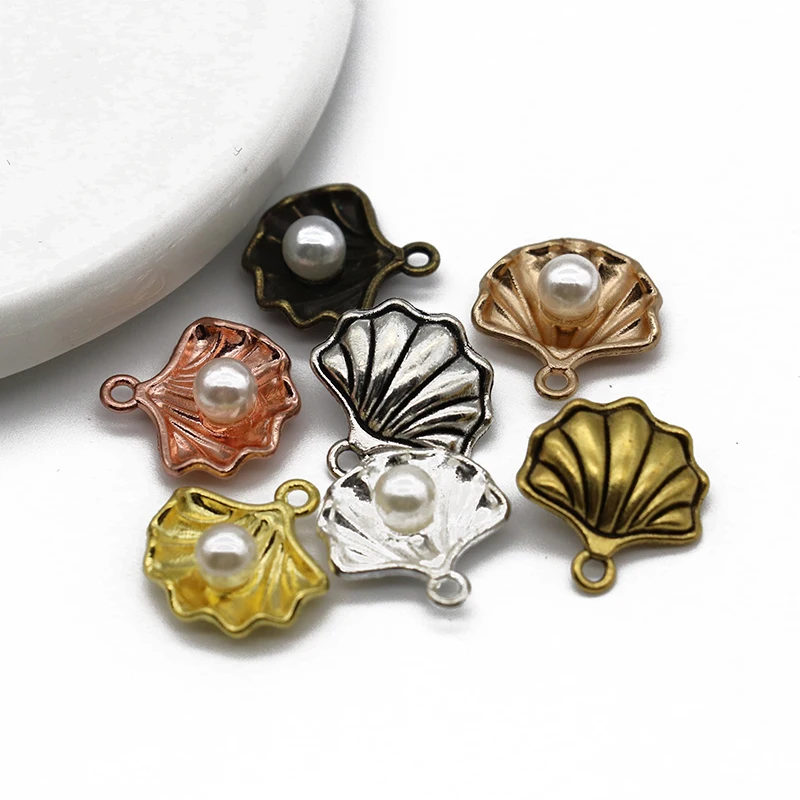 

Mibrow 20pcs 7 Colors Sea Shell Charms Pendant with Imitation Pearl Vintage Metal Shell Charms for DIY Jewelry Making Findings