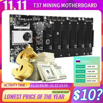 Placa base de minería con CPU y ventilador, juego de 8 ranuras para GPU, memoria DDR3 integrada VGA, bajo consumo de energía, exquisito