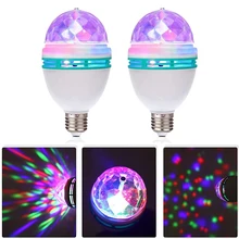 

2Pcs/Lot E27 LED Lamp 3W AC85-265V Colorful Auto Rotating Crystal DJ Stage Light RGB Magic Ball KTV Party Bar Disco Effect Bulb