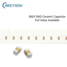 Conjunto de electrónica 100 Uds., 0603 SMD, 5% 10% 1608 110pF-100nF 180pF 33nF 6,3 V 16V 50V 103K 333K, Kit completo disponible DIY